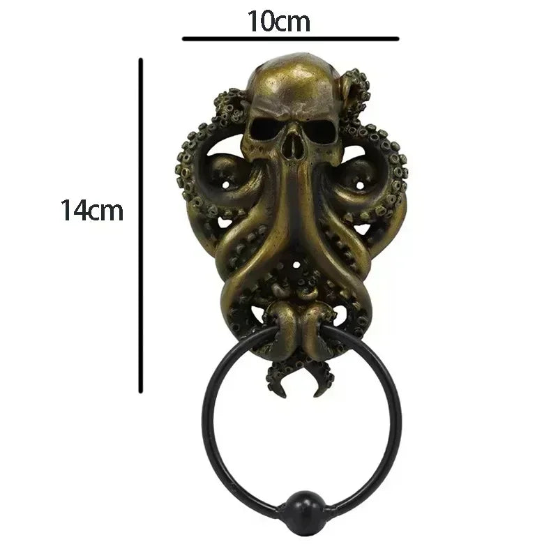 -Halloween Octopus Skull Door Knocker Unique Bizarre Gothic Home Decoration Resin Handicrafts Outdoor Garden Decors Towel Hanging Rack