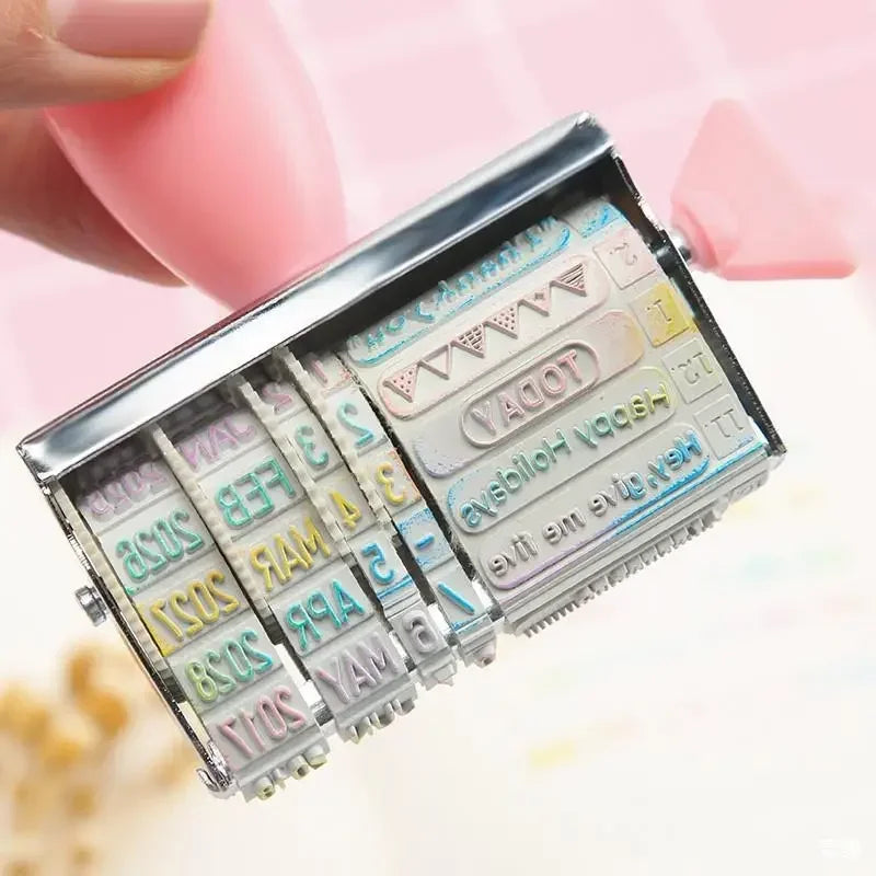 eybag Adjustable Date Roller Stamp DIY Scrapboking Planner Journal Crafts Kawaii Stationery Office Rubber Clear Date Words Stamp