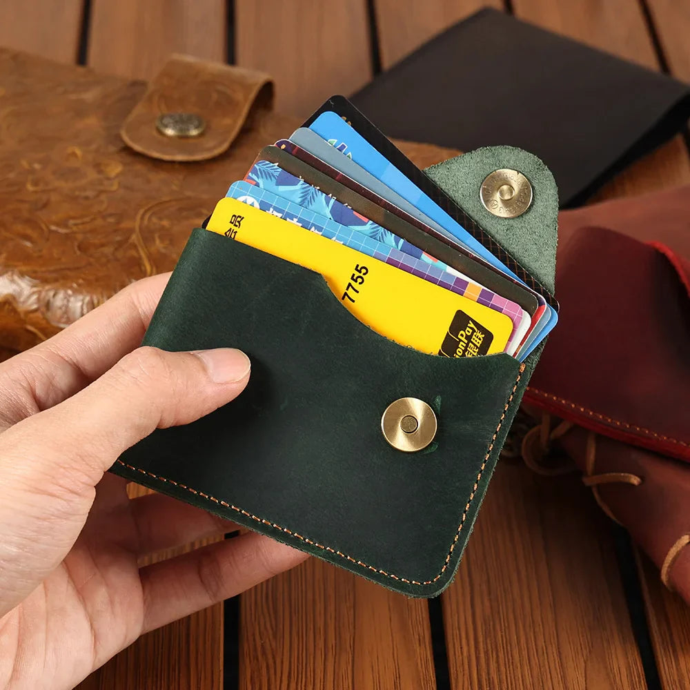 eybag Vintage Cow Leather Credit Card Holder Bank Slim Cardholder Id Card Holders for Men Mini Card Wallet