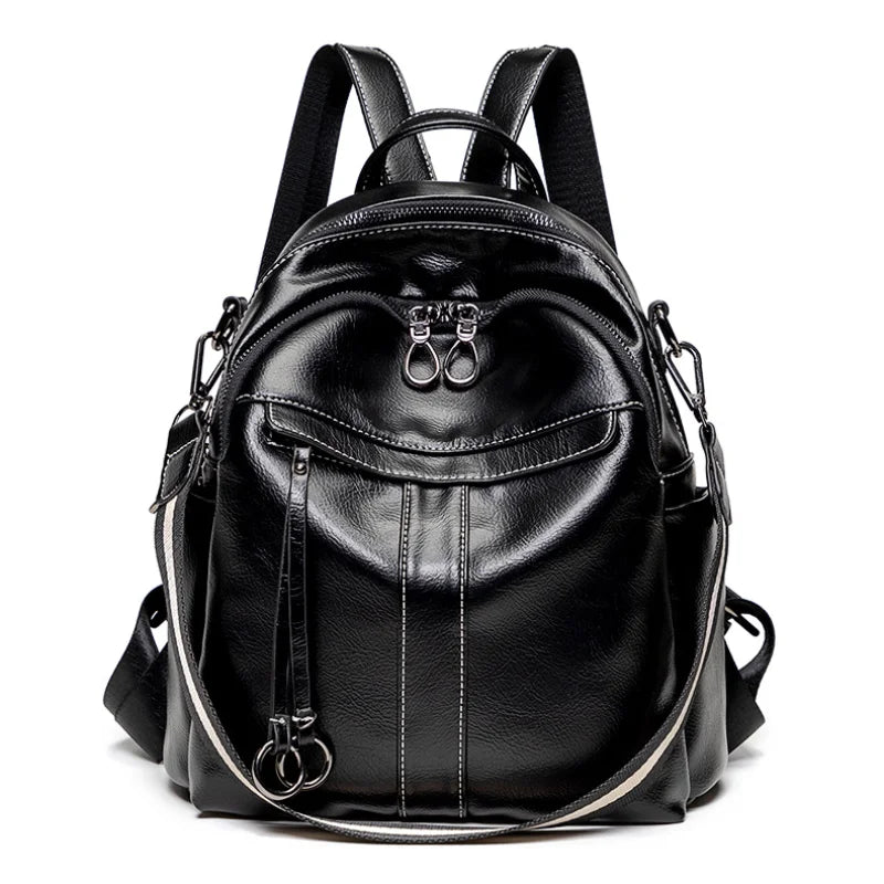 eybag Genuine Leather Backpack Small Women's Backpack Soft High Quality Cowhide Shoulders Bag Fashion Zipper Design Bag