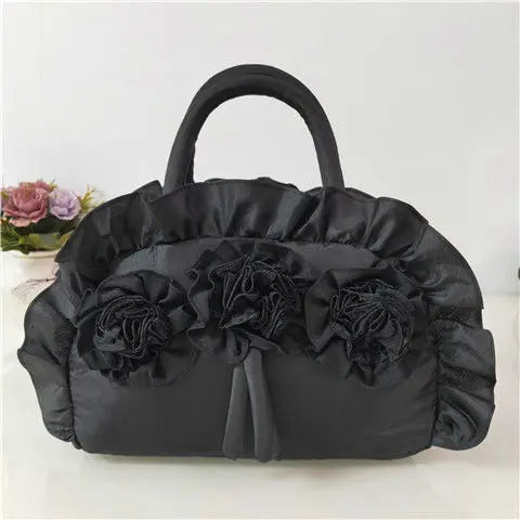 eybag Gothic Purple Y2k Hand Bag Women New Dark Lolita Soft Chic Handle Purse Female Vintage Flower Cute Mini Bag