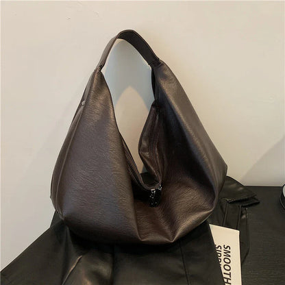 eybag Big Black Shoulder Bags for Women Large Hobo Shopper Bag Solid Color Quality Soft Leather Crossbody Handbag Lady Travel Tote Bag