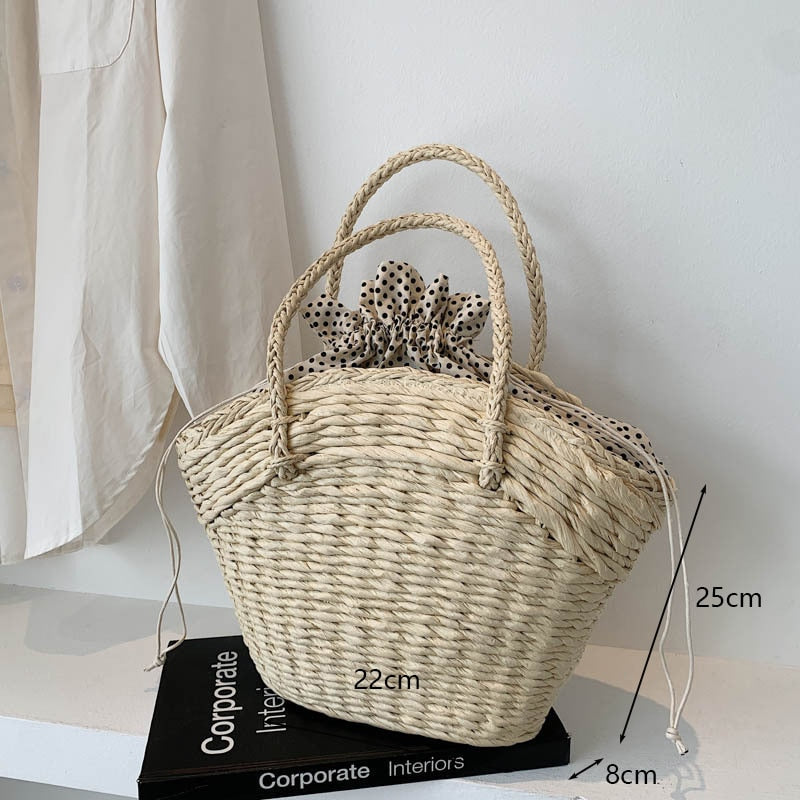 eybag Retro Top Handle Design Crossbody Bag for Women Branded Simple Summer Straw Woven Handbags Female Hollow Basket Shoulder Bags