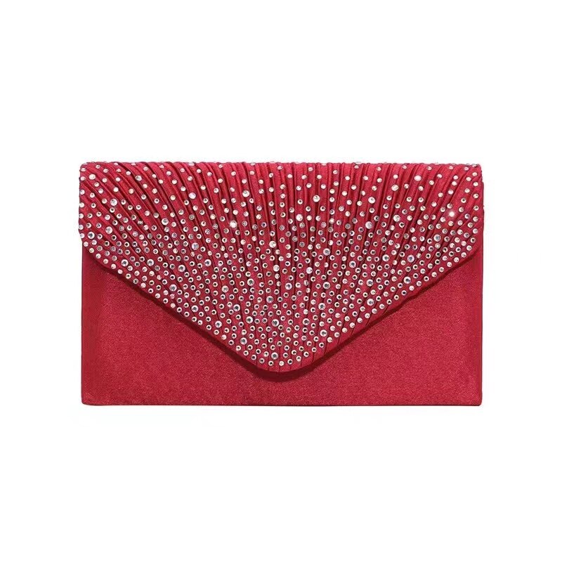 Lkblock Fashion Ladies Glitter Evening Satin Bridal Clutch Diamond Bag Womens Wedding Party Prom Envelope Handbag Party Banquet Bags