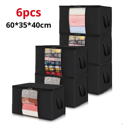 eybag 6pcs/set Clothes Storage Bags Upgraded Foldable Fabric Storage Bags Storage Containers For Organizing Bedroom