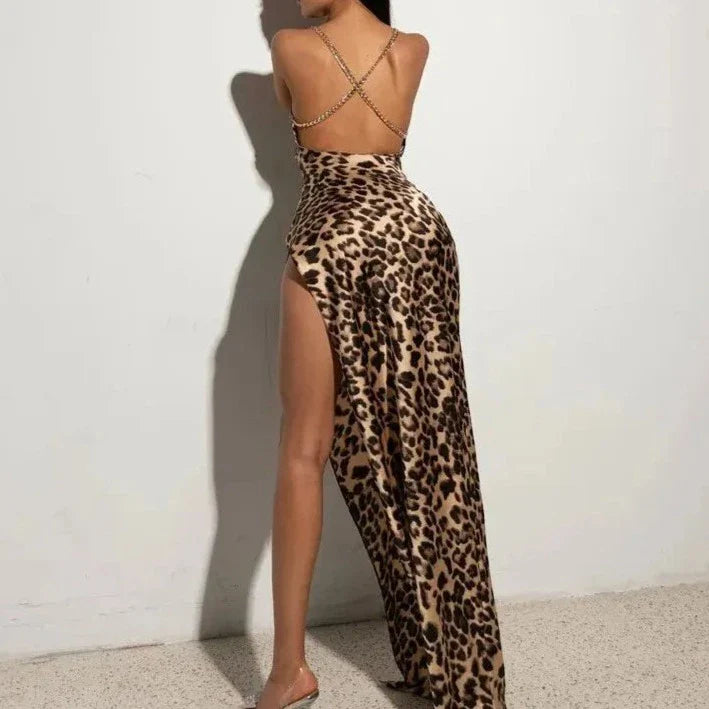 eybag Women Sexy Party Club Evening Streetwear Bodycon Leopard Long Dress 2024 Summer Clothes