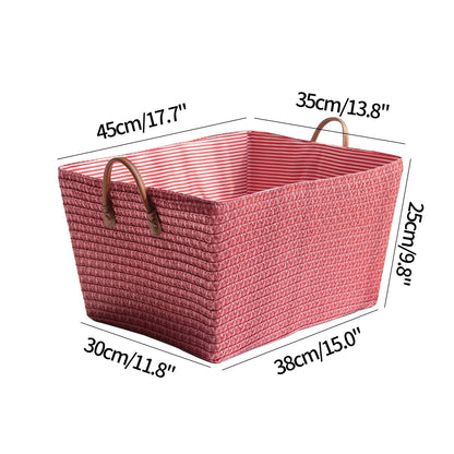 eybag Woven Storage Baskets Box Foldable Storage Box with Handle Toy Snack Sundries Organizer Handmade Organizer Basket Drawer