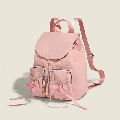 eybag Korean Cute Bowknot Thin Belt Women Backpack Sweet Girls Style Summer Travel Backpack Niche Design Fashion School Backpack Bag