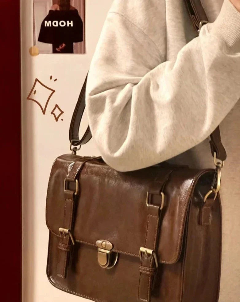 eybag Women's Handbags Trend Vintage Postman Leather Girls Shoulder Bag  Female Casual Tote Y2K Ladies Handbag Retro Bags Women