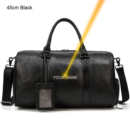 Lkblock Hot Genuine Leather Men Women Travel Bag Soft Real Leather Cowhide Carry Hand Luggage Bags Travel Shoulder Bag Male Female