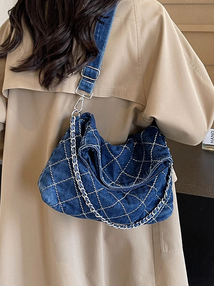 eybag Denim Large Tote Shoulder Crossbody Bags for Women Handbags and Purses 2024 New Trendy Design Messenger Bag High Quality