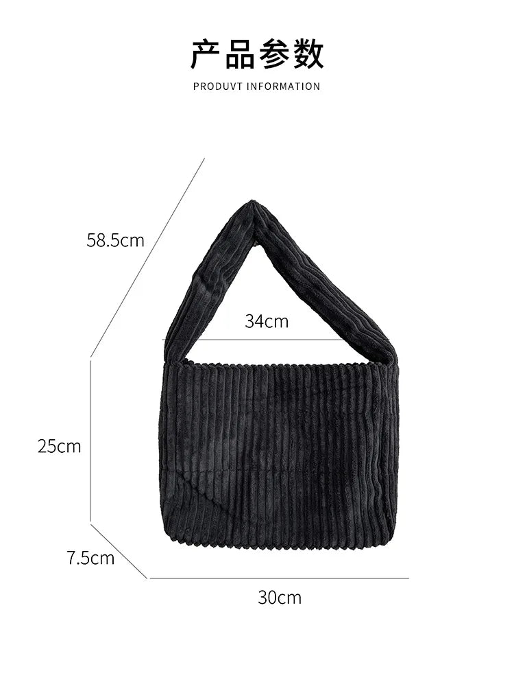 eybag Fashion Corduroy Tote Women Handbags Striped Quilted Shoulder Bag Winter Wide Strap Commuting Bags for Women Shopper Purses 2024