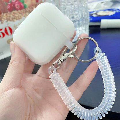 eybag Case For Airpods 1/2/3 Silicone Solid Color Protective Earphone Cover For Apple Air Pods Pro with Spring Fexible Chain Keyring