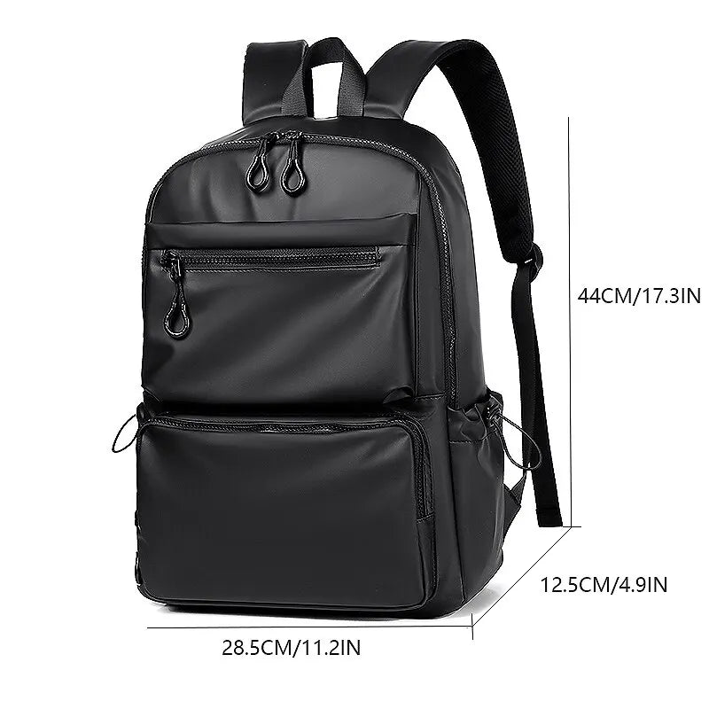 eybag 14 Inch Men's Backpack Large Capacity Travel Leisure Solid Color Pu Computer Backpack Fashion Men And Women Students Schoolbag