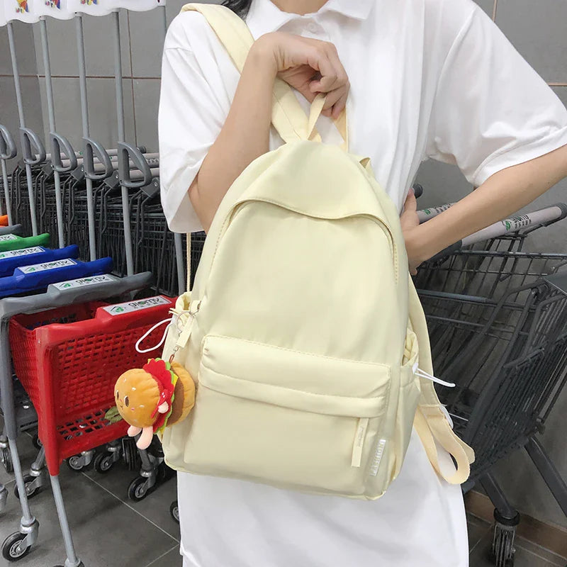 eybag 2024 Hot Selling Candy Colored Hamburger Pendant Backpack with College Style Minimalist and Fashionable Girl Backpack