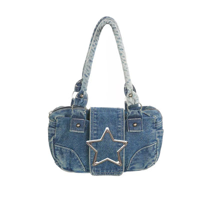 eybag Korean Fashion Vintage Metal Star Aesthetic Denim Women Underarm Shoulder Bag New Y2k Streetwear Ladies Purses and Handbags