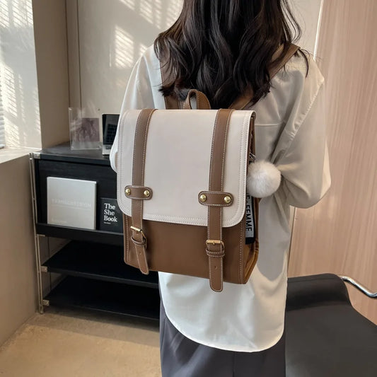 eybag Japanese JK Uniform Style School Backpack Women 2024 New Vintage Pu Leather School Bag College Student Backpacks Laptop Bags