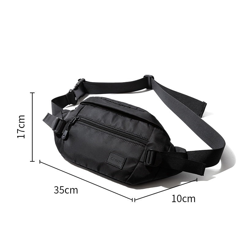 eybag Men's Bag Oxford Waterproof 7.9inch Flat Crossbody Bag Sport Waist Bag for Men with Back Anti-theft Zipper Bag Outdoor Sling Bag