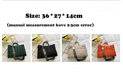 Lkblock New Fashion large Women Handbag Space Pad Cotton Feather Down Bag Winter Soft Space Cotton lady Shoulder Tote Bag Bolsa Feminina