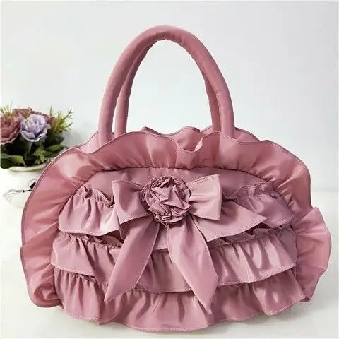 eybag Gothic Purple Y2k Hand Bag Women New Dark Lolita Soft Chic Handle Purse Female Vintage Flower Cute Mini Bag