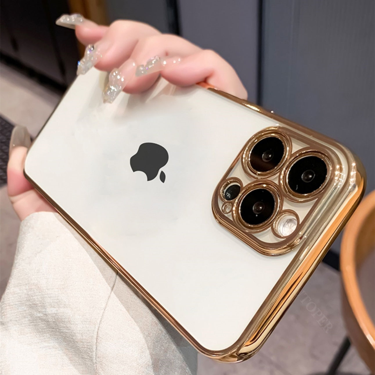 eybag Official Luxury Square Transparent Plating Phone Case For iPhone 11 13 12 Pro XS Max XR X Mini 7 8 Plus Soft Back Cover funda