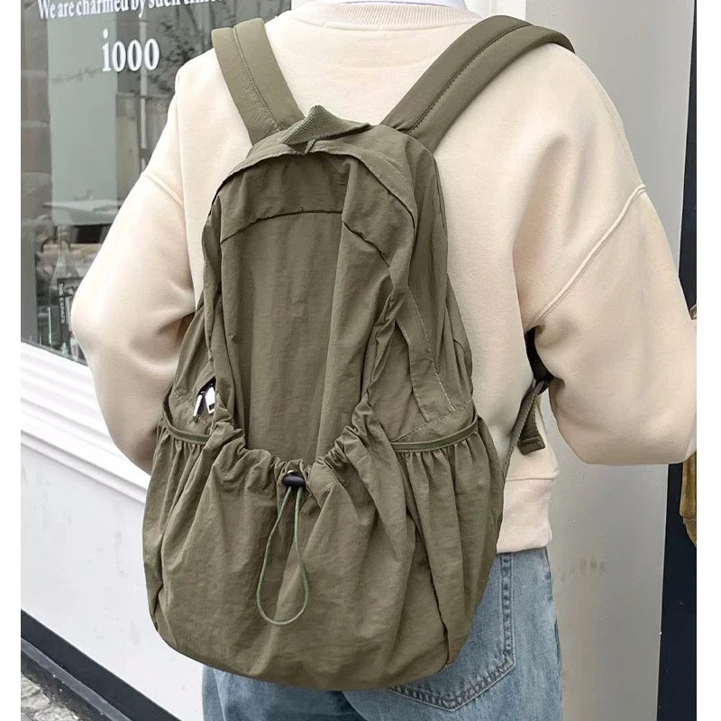 eybag Kpop Drawsting Backpacks for Women Casual Soft Nylon Lady Backpack Light Students Bag Large Capacity Travel Sac Daypack bagpack