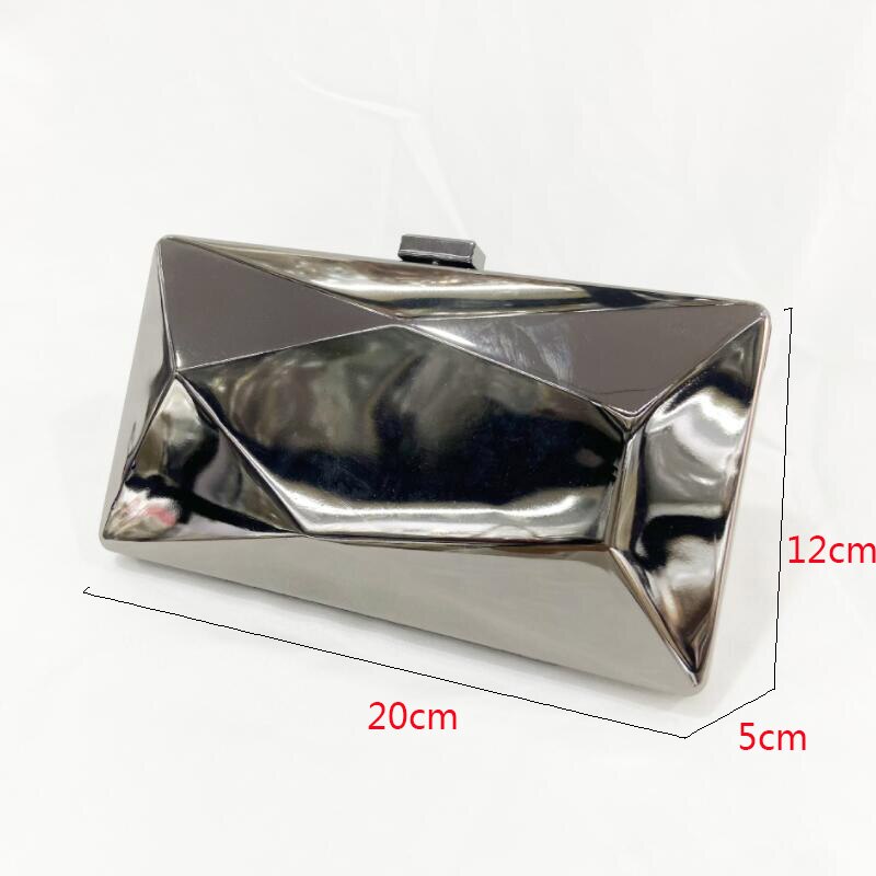 new Metallic box Evening Bag Clutch bags for women Chain Shoulder Messenger Wedding party small Purse gold silver