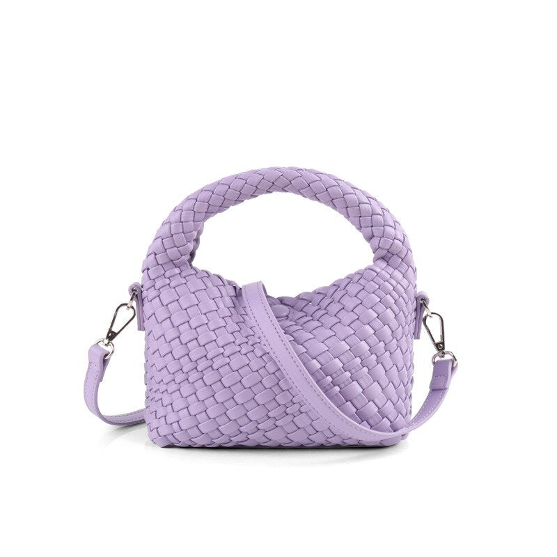 eybag Women Woven Bags PU Leather Messenger Bag Mini Macaron Colors Handbag Summer Holiday Women's Bag