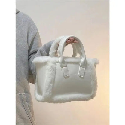 eybag Plush White Y2k Hand Bag Women New Harajuku Aesthetic Fur Casual Crossbody Tote Bag Ladies Vintage Messenger Bag