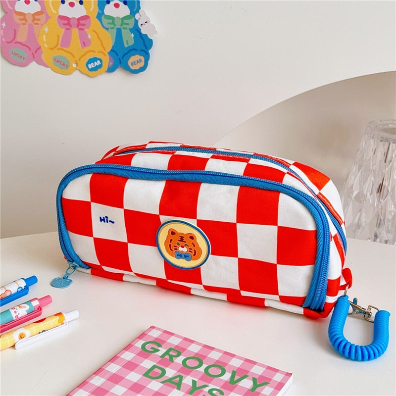 eybag Portable cartoon bear pencil case with pen insert animal cute pencil bag school student stationery storage bag canvas girl bags