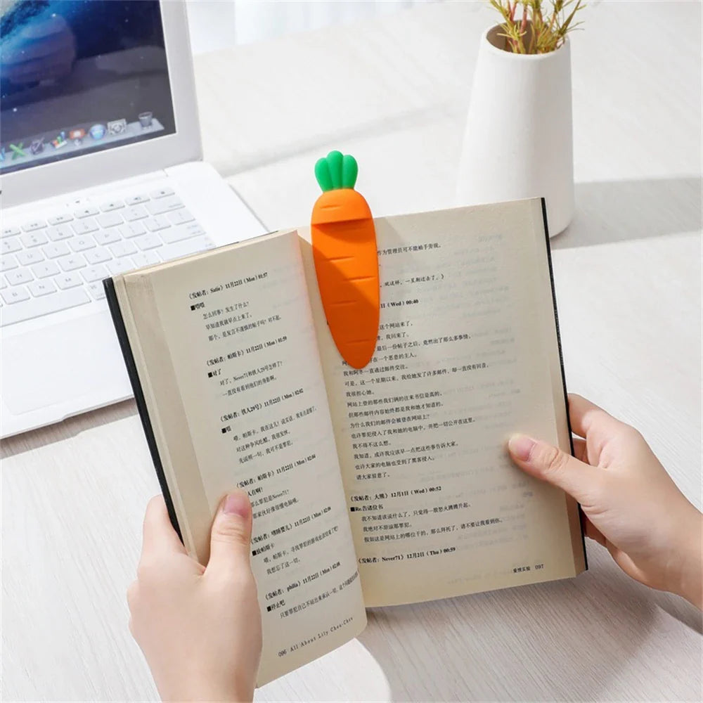 eybag 1Pcs Cute Cartoon Carrot Bookmarks Book Holder Binder Index Divider Reading Auxiliary Tools Student Stationery School Supplies