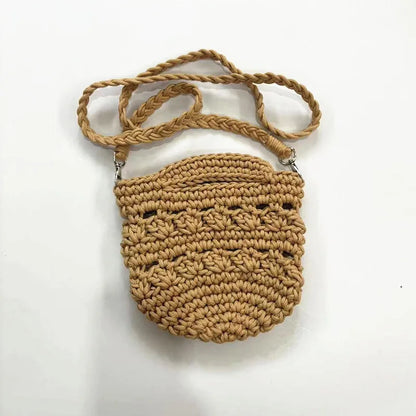 eybag Candy Color Knitting Shoulder Bag Handmade Crochet Handbags Mini Rope Woven Crossbody Bags for Women Designer Hollow Beach Bag