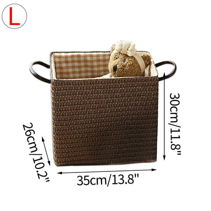 eybag Woven Storage Baskets Box Foldable Storage Box with Handle Toy Snack Sundries Organizer Handmade Organizer Basket Drawer