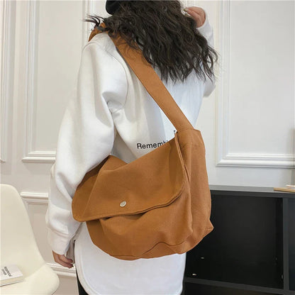 eybag Fashion Women Shoulder Messenger Bag Solid Simple Canvas Spring Shopping Bag Female Tote Crossbody Bag For Women Ladies Handbag