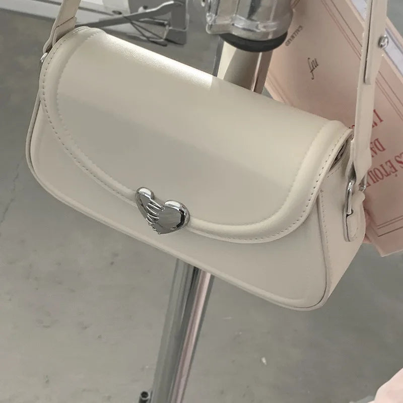 eybag Y2K Silver Shouder  Bags for Women Fashion Luxury Brand Designer Handbags Love Buckle The Tote Small Purse Underarm Bag