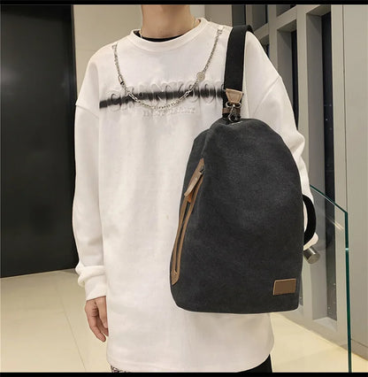 eybag Vintage Style Canvas Backpack Women and Men Unisex Chest Bag Large-capacity Crossbody Bags 3way Shoulder Bag Tote Bucket Bag