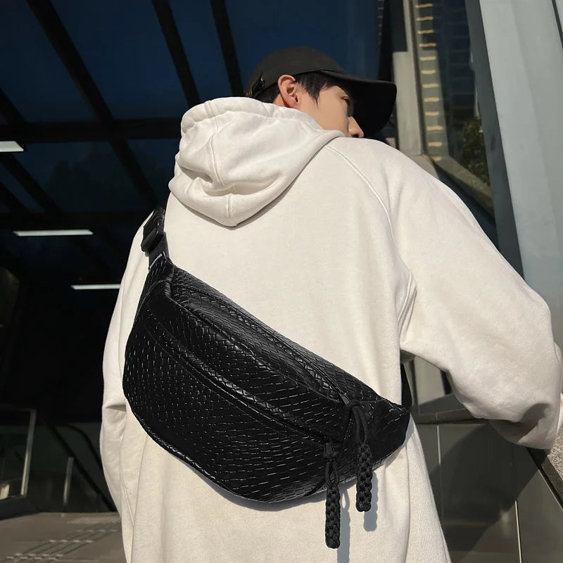 eybag Man Waist Bag Large Capacity Leather Fanny Pack Unisex Woven pattern Chest Bag Fashion Shoulder Crossbody Bags Quality Belt Bags