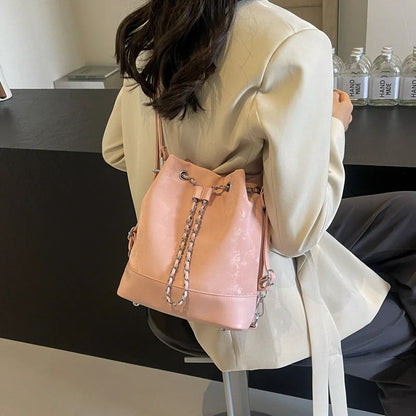 eybag Women's PU Leather Multi-Function Backpacks 2024 Casual Korean Fashion Solid Color Backpack Lady Travel Simple Backpack Bags