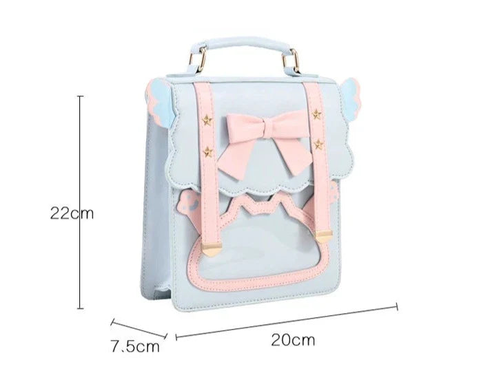 eybag Cute Sweet Shoulder Bag for Women Bow Contrast Color Lolita Jk Square Student Small Backpack Casual Leather New Backpack