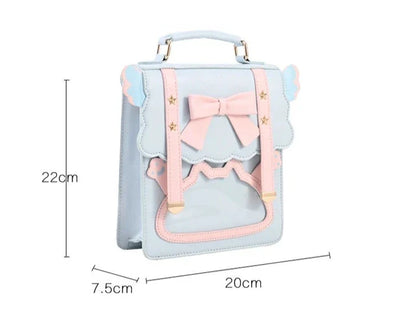 eybag Cute Sweet Shoulder Bag for Women Bow Contrast Color Lolita Jk Square Student Small Backpack Casual Leather New Backpack