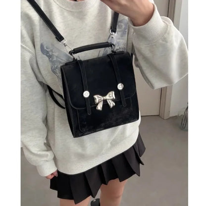 eybag Pink Womens Backpack Elegant Bow Korean Fashion College Style Small Backpack Exquisite Casual Luxury Designer Female Bag