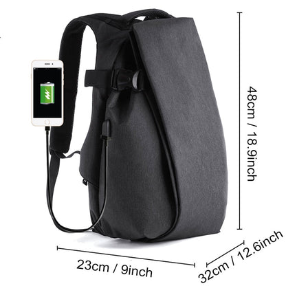 eybag Men's Backpack USB Charge Travel Laptop Back packs Black 16inch Leather School Bag Male Vintage Waterproof Anti Theft Backpacks