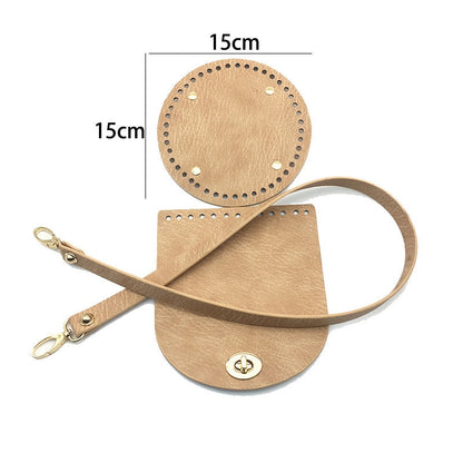 eybag High quality simulation leather hand bag homemade straw bag accessories leather cover bottom straps three-piece spot