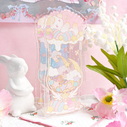 eybag Transparent Pink Rabbit Acrylic Pen Holder Kawaii Multifunctional Desktop Organizer Makeups Storage Box School Stationery Gift