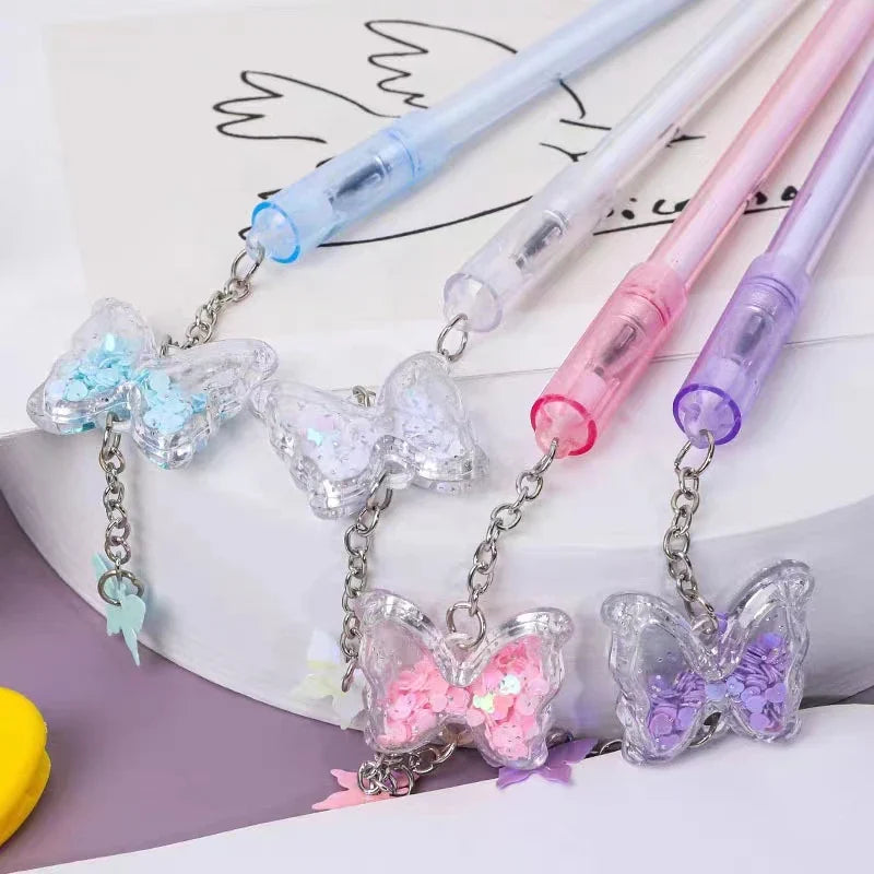 eybag Sweet Sequin Butterfly Pendant Gel Pen Kawaii Writing Pens With Tassel Student Stationery School Office Supplies Souvenir Gifts