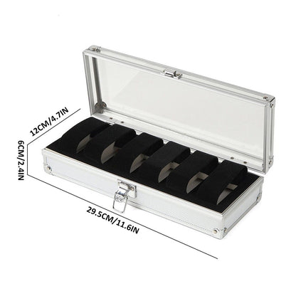 eybag 6/10/12 Slots Watch Box Jewellery Display Storage Case with Glass Top Exquisite Mens Watch Organizer Metal Watch Holder Showcase