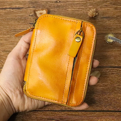 eybag Vintage Genuine Leather Men Key Wallet for Car Keychain Covers Zipper Key Case Bag Male Key Holder Housekeeper Keys Organizer