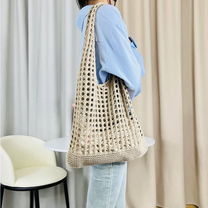 eybag Shopper Bags For Women Trend 2024 Cross Body Tote Bag Hollow Knitted Beach Women's Shoulder Bag Korean Popular Luxury Designer