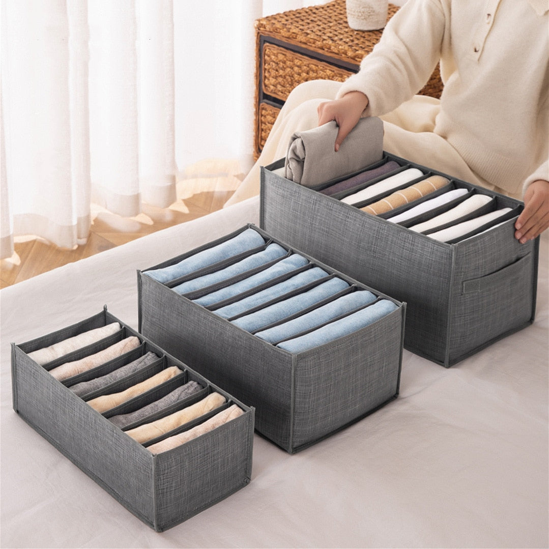 eybag 7 Grid Jeans Storage Boxes Closet Organizer Wardrobe Dividers Drawer Organizers  Foldable Underwear Storage Box