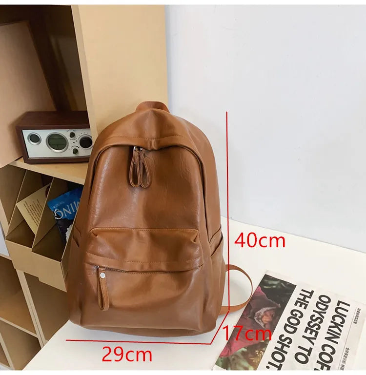 eybag Large Capacity PU Leather Backpacks For Women Solid Black School Bags For Girl Unisex Simple Korea Satchels Fashion Travel Bags